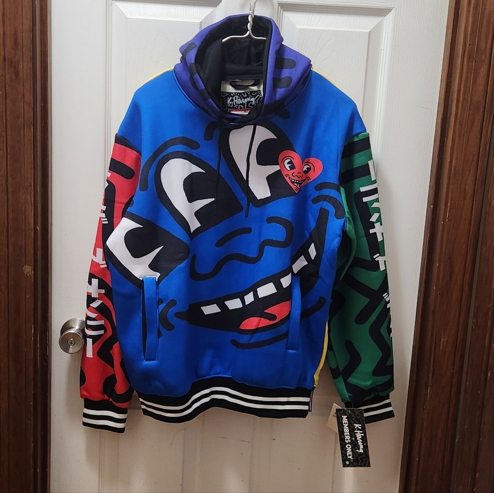 Members Only X Keith Haring Graphic Hoodie Sz Small NWT